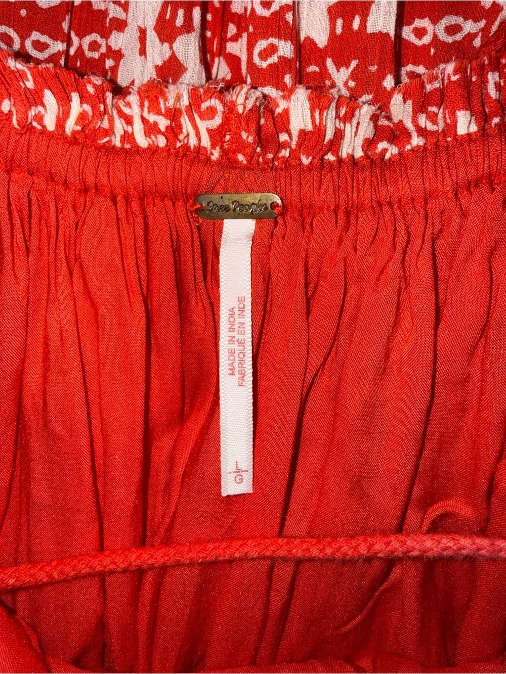 FREE PEOPLE Red White Beaded Embroidered Mirror Strappy Good Vibes Midi Maxi L